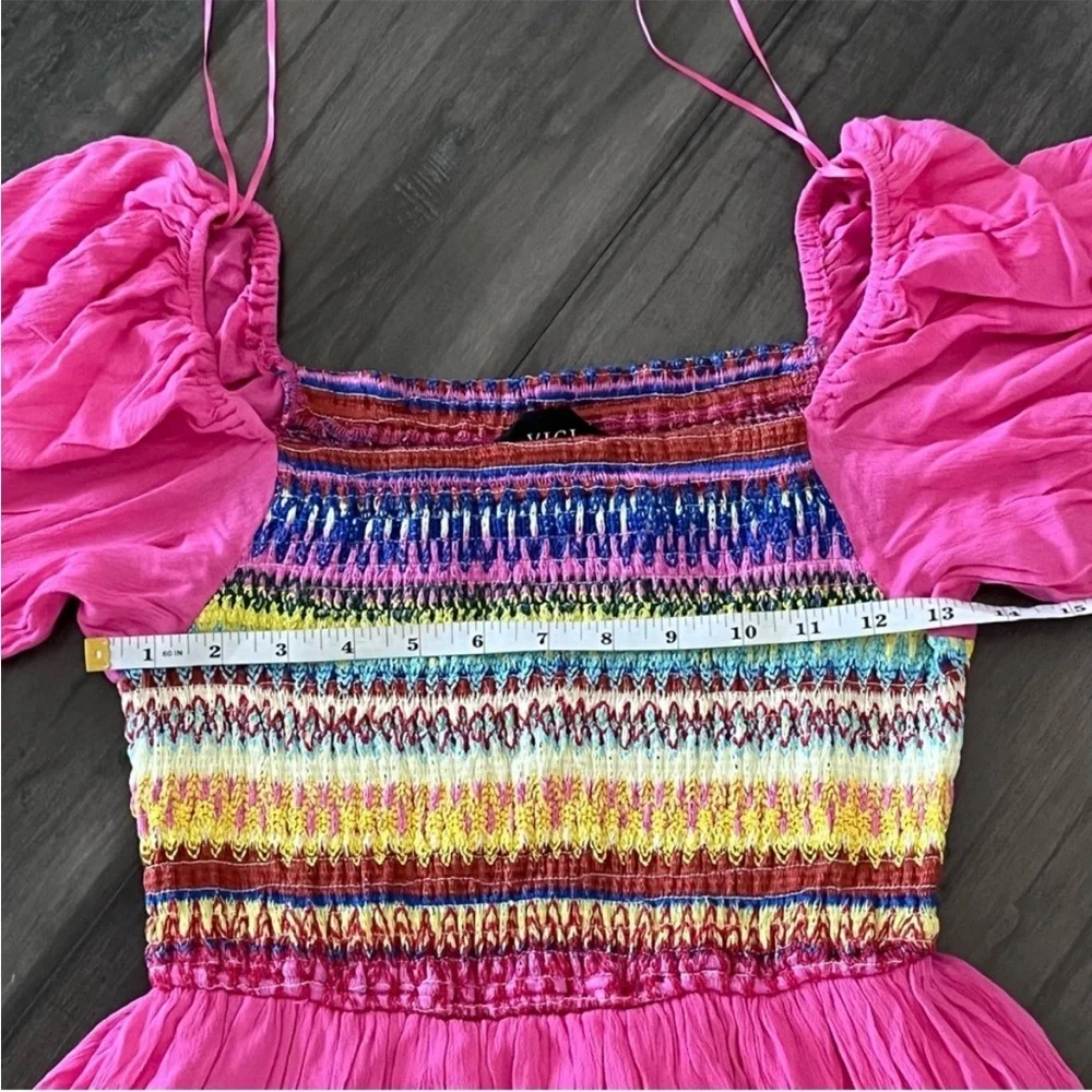 Vici Pretty in Pink Smocked Puff Sleeve Dress - Size XS - Picture 8 of 13